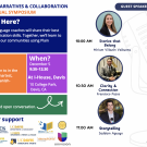 A promotional flyer for the “Human-Centered Narratives & Collaboration: Bilingual Symposium" event. The flyer explains the event’s purpose and includes a list of the six guest speakers along with their headshots and talk times.